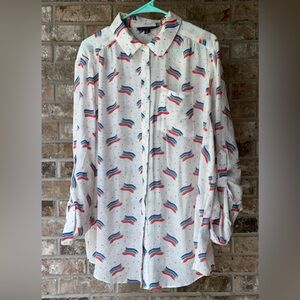 Zac& Rachel Woman Stylish White rainbow Patterned women’s button down Shirt